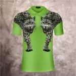 hommes philipp plein t shirt cotton tiger vert